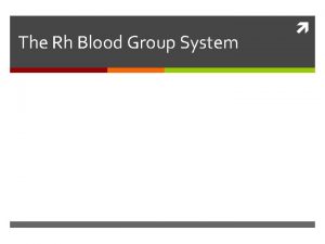 The Rh Blood Group System ABO blood compatibility