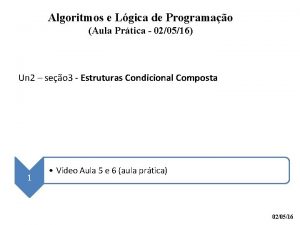 Algoritmos e Lgica de Programao Aula Prtica 020516