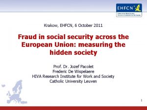 Krakow EHFCN 6 October 2011 Fraud in social