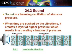 24 3 Sound Sound is a traveling oscillation