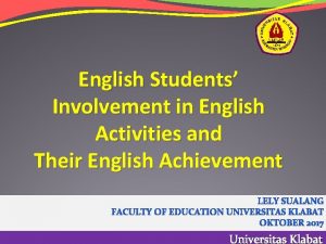 English Students Involvement in English Activities and Their