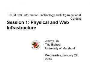 INFM 603 Information Technology and Organizational Context Session