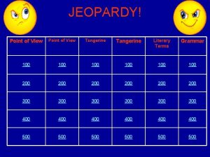 JEOPARDY Point of View Tangerine Literary Terms Grammar