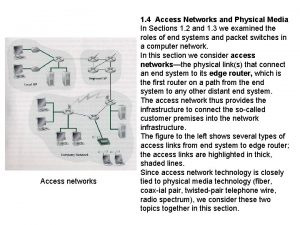 Access networks and physical media