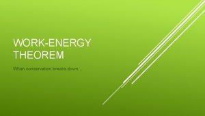 WORKENERGY THEOREM When conservation breaks down Energy initial