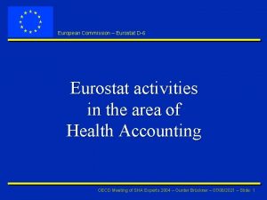 European Commission Eurostat D6 Eurostat activities in the
