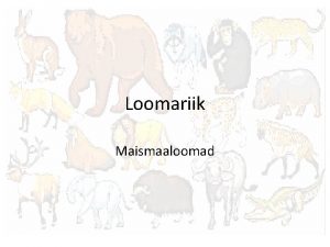 Loomariik Maismaaloomad Eesmrgid Tead et loomad jagunevad maismaa