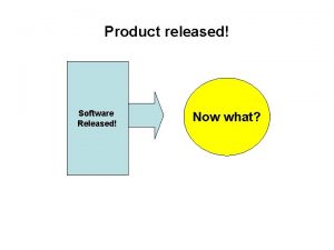 Product released Software Released Now what CustomerUser Support