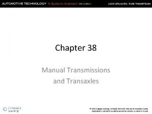 Chapter 38 Manual Transmissions and Transaxles 2015 Cengage
