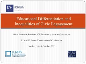 Educational Differentiation and Inequalities of Civic Engagement Germ