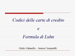 Codici delle carte di credito e Formula di