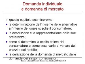Funzione di domanda individuale Funzione di domanda individuale