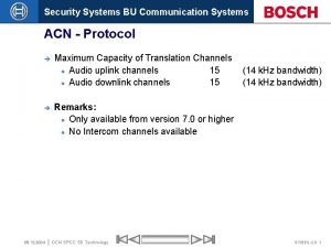 Security Systems BU Communication Systems ACN Protocol 08