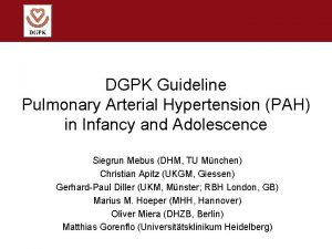 DGPK Guideline Pulmonary Arterial Hypertension PAH in Infancy