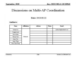 September 2018 doc IEEE 802 11 181509 r