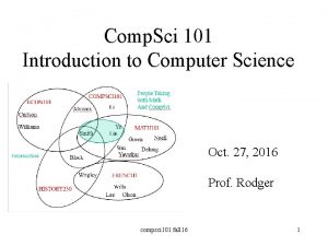 Comp Sci 101 Introduction to Computer Science Oct