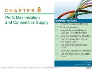 CHAPTER 8 Profit Maximization and Competitive Supply CHAPTER