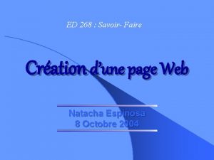 ED 268 Savoir Faire Cration dune page Web