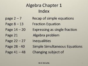 Algebra Chapter 1 Index page 2 7 Page