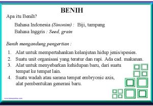 Apa itu Benih BENIH Bahasa Indonesia Sinonim Biji