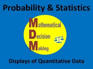 Probability Statistics Displays of Quantitative Data Quantitative Data
