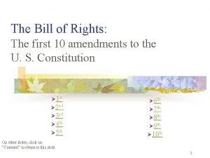 The Bill of Rights The first 10 amendments