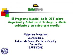 El Programa Mundial de la OIT sobre Seguridad