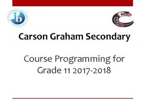 Carson Graham Secondary Course Programming for Grade 11