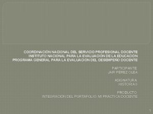 COORDINACIN NACIONAL DEL SERVICIO PROFESIONAL DOCENTE INSTITUTO NACIONAL