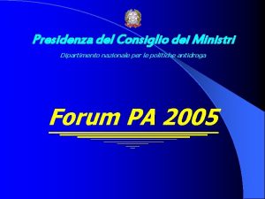 Presidenza del Consiglio dei Ministri Dipartimento nazionale per