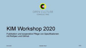 KIM Workshop 2020 Publikation und kooperative Pflege von