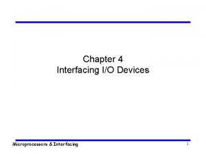 Chapter 4 Interfacing IO Devices Microprocessors Interfacing 1