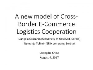 A new model of Cross Border ECommerce Logistics