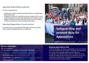 Apprentice Responsibilities explained You have a responsibility to