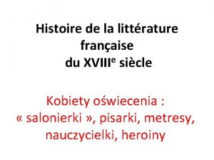 Histoire de la littrature franaise e du XVIII