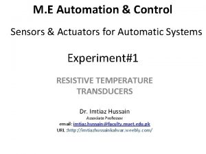 M E Automation Control Sensors Actuators for Automatic