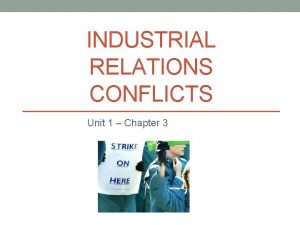 INDUSTRIAL RELATIONS CONFLICTS Unit 1 Chapter 3 EmployerEmployee