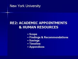 New York University RE 2 ACADEMIC APPOINTMENTS HUMAN