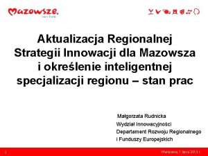 Aktualizacja Regionalnej Strategii Innowacji dla Mazowsza i okrelenie