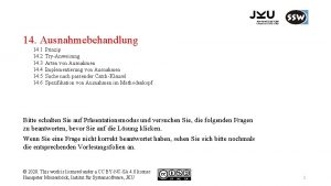 14 Ausnahmebehandlung 14 1 14 2 14 3