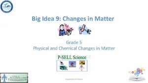 Big idea 9 changes in matter