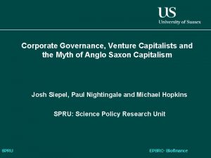 Corporate Governance Venture Capitalists and the Myth of