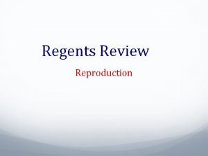 Regents Review Reproduction Asexual Reproduction 1 parent Offspring