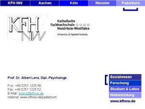 Aachen Kln Mnster Paderborn KFH NW Start Prof