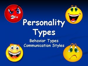 Personality Types Behavior Types Communication Styles Passive o