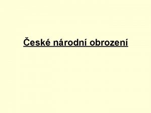 esk nrodn obrozen Potky utven novodobho nroda mylenky