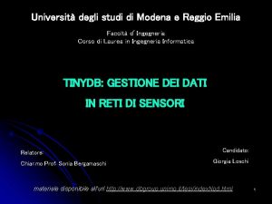 Universit degli studi di Modena e Reggio Emilia