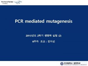 PCR mediated mutagenesis 2013 2 2 6 Introduction