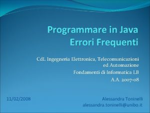 Programmare in Java Errori Frequenti Cd L Ingegneria