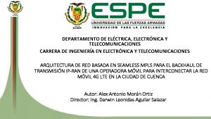 DEPARTAMENTO DE ELCTRICA ELECTRNICA Y TELECOMUNICACIONES CARRERA DE